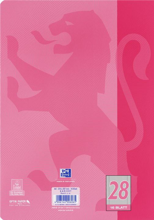 Image du produit Oxford Cahier d'école, A4, linéature 28 (A4, Quadrillé, Couverture rigide)