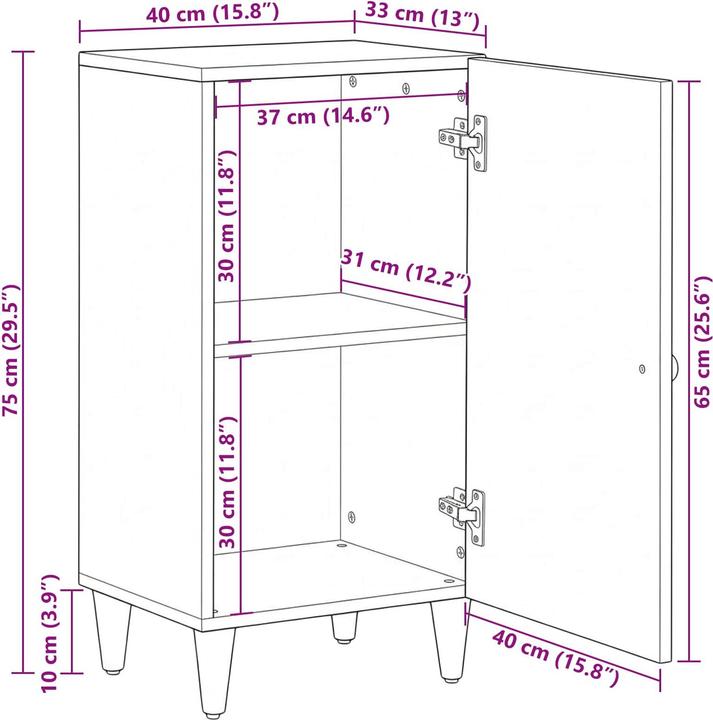 Produktbild vidaXL Modernes Sideboard (33.50 x 40 x 75 cm)