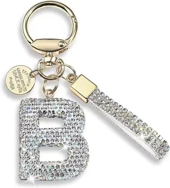 Actual product image Swissdetector Keyring with initial - B - Strass - Glitter - Silver