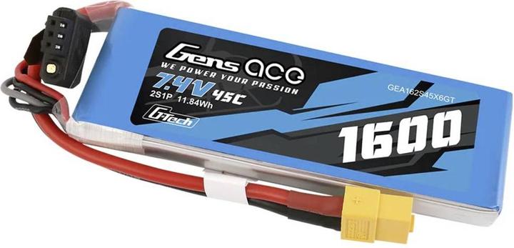 Actual product image Gens Ace G-Tech 45C 2S1P Lipo Battery with XT60 Plug (7.40 V, 1600 mAh)