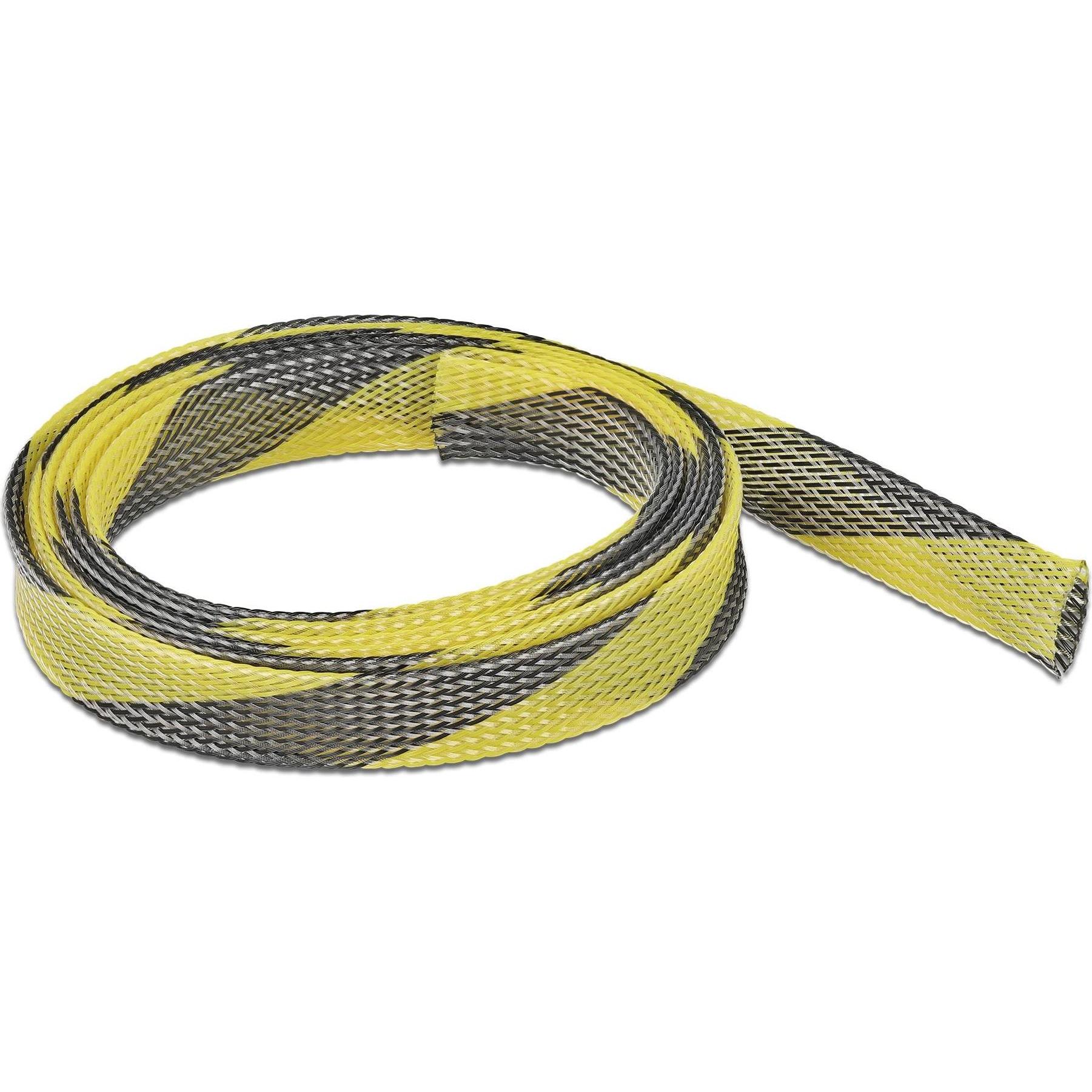 Delock, Kabelschutz + Kabelführung, Geflechtschlauch dehnbar 2 m x 19 mm schwarz-gelb (Kabelschlauch, 2000 mm)