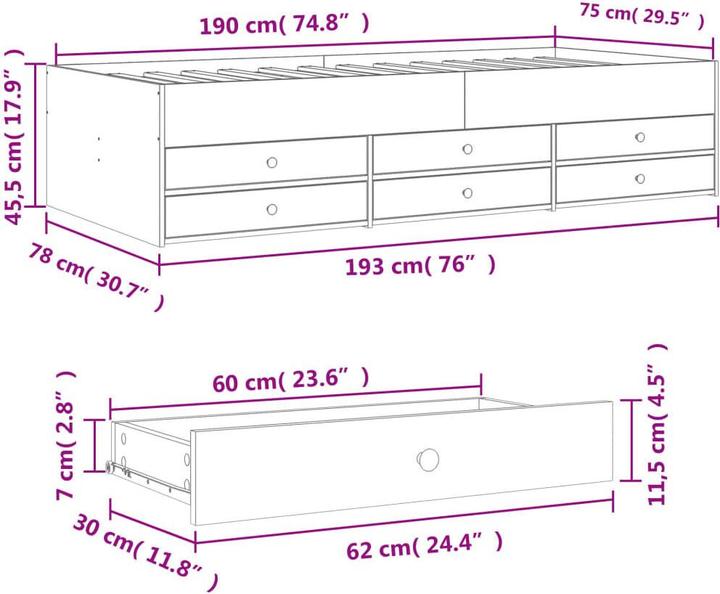 Image du produit vidaXL Tagesbett (75 x 190 cm)