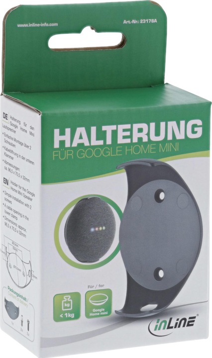 Produktbild InLine Halterung für Google Home Mini (1 Stk., Wandmontage)