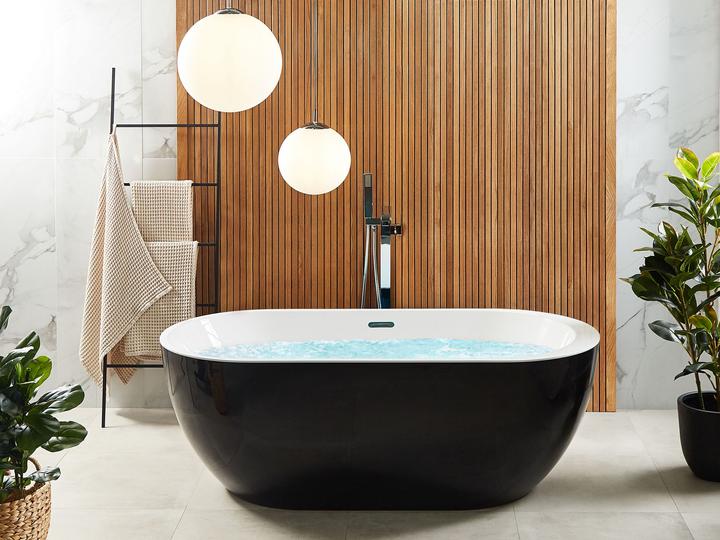 Actual product image Beliani Bath tub free-standing black oval 170 x 80 cm NEVIS (220 l, 170 cm, 80 cm)