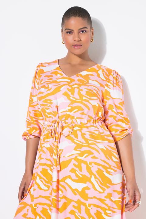 Image du produit Studio Untold Robe midi manches 3/4, imprimé zébré coloré, coupe évasée (46, 48)