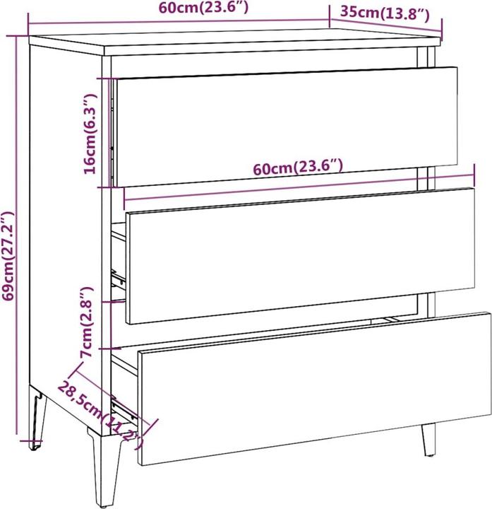 Image du produit vidaXL Sideboard (60 x 60 x 69 cm)