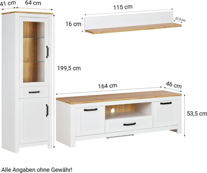 Produktbild Homestyle4u Wohnwand Anbauwand Landhaus