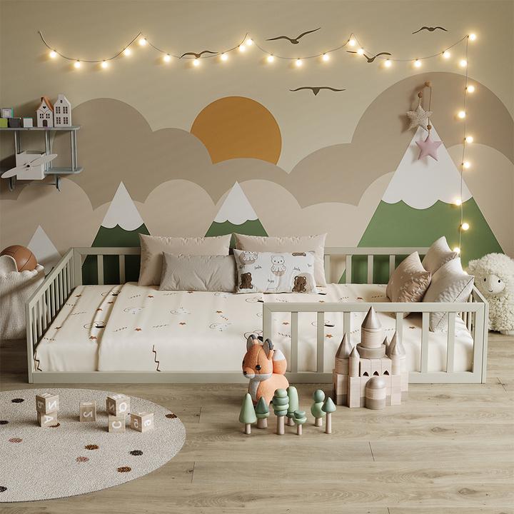 Produktbild VitaliSpa Bodenbett aus Metall Minno, Greige, 120x200 mit Matratze (120 x 200 cm)