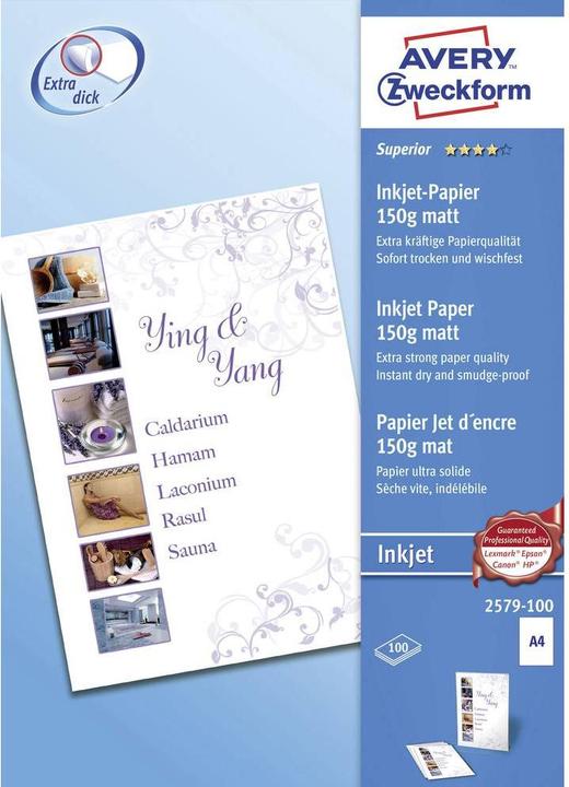 Avery Carta a getto d'inchiostro di qualità superiore (150 g/m², 100 x, A4)