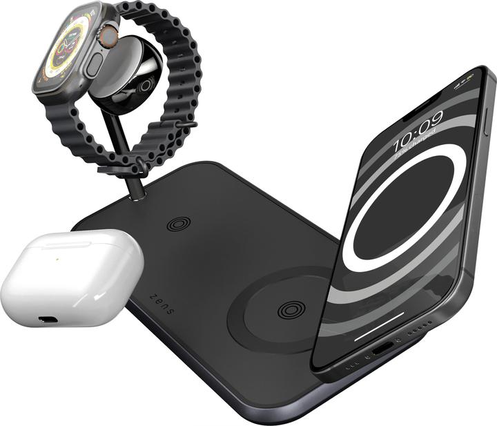 Image du produit Zens Dual+Watch Aluminium Chargeur magnétique sans fil noir (20 W)