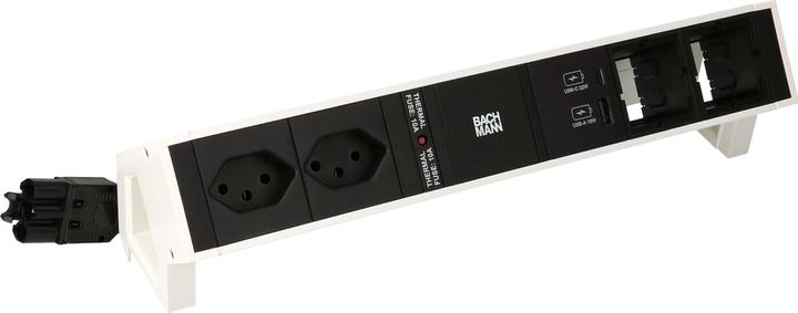Produktbild Bachmann Tischsteckdosenleiste DESK 2, 2x T13, 1x USB A/C, 2x Custom (2 x, Typ 13, USB-A, USB-C, 0.20 m)