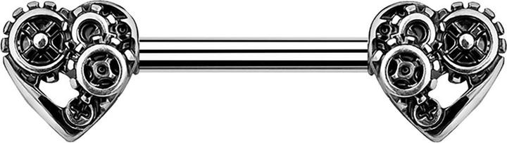 Produktbild Star Piercing Barbell silber Steampunk Herz (Messing, Chirurgenstahl 316L)