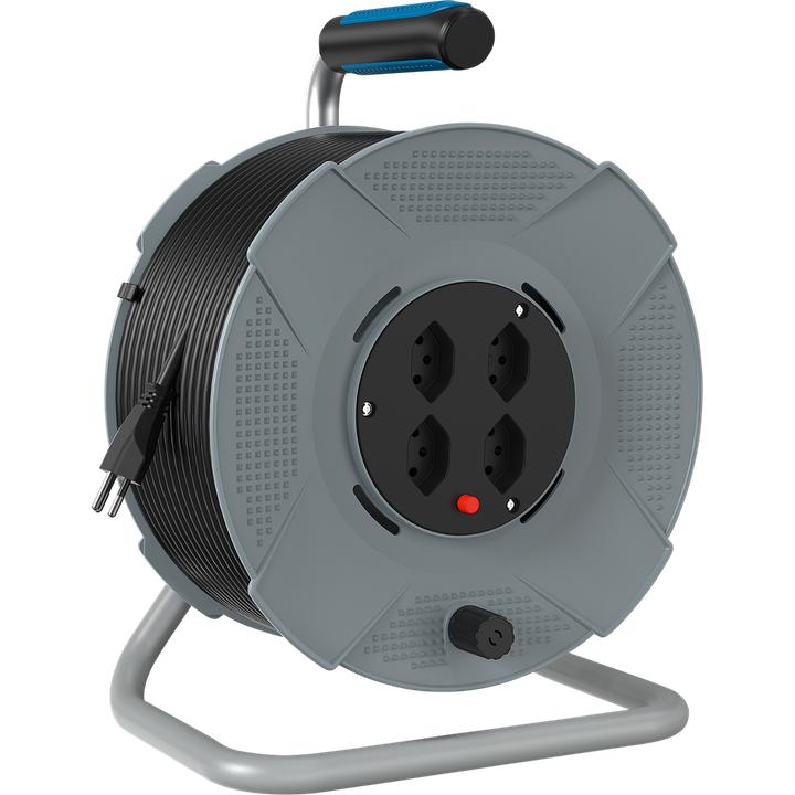 Actual product image Steffen Kunststoff Kabelrolle mit Griff 4xT13 Td 3x1mm² 40m grau/schwarz (40 m, 1 mm²)