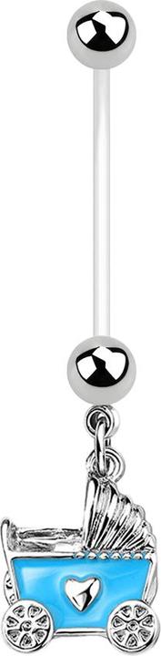 Image du produit Star Piercing Banane transparente avec deux boules argent Pendentif poussette bleu (Laiton, Acier chirurgical 316L, Matières plastiques)