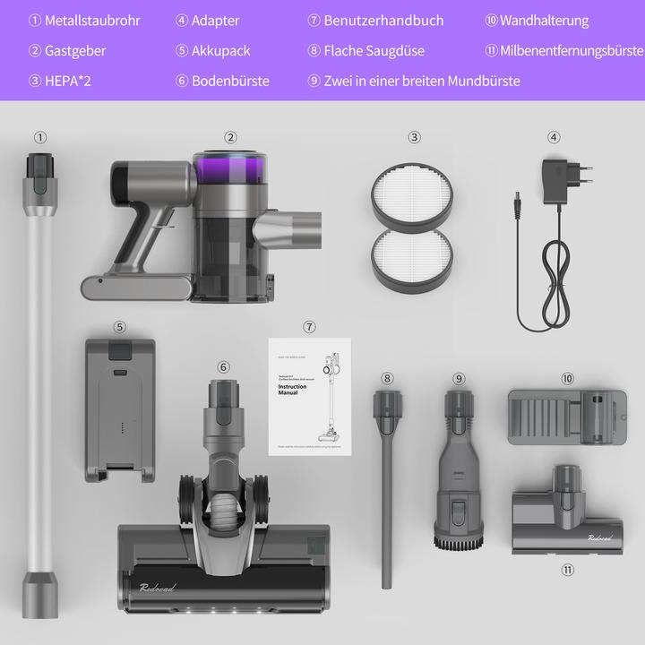 Actual product image Redroad X17 Cordless Vacuum Cleaner, 8-in-1 Cordless Handheld Vacuum Cleaner, 350W 25000Pa