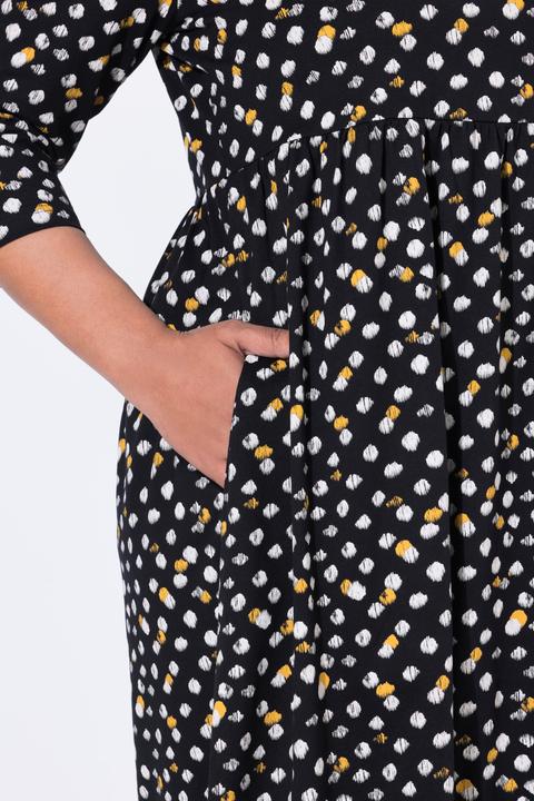 Produktbild Ulla Popken Maxikleid, Punkte, A-Linie, Carree-Ausschnitt, 3/4-Arm (62)