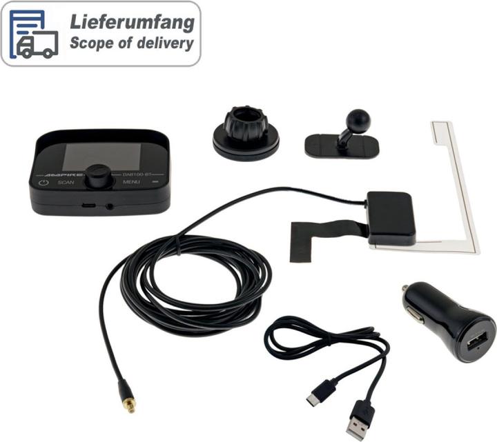 Produktbild Ampire DAB100-BT DAB+ Autoradio-Adapter, Freisprecheinrichtung, Musikstreaming