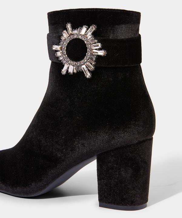 Actual product image Joe Browns Velvet Diamanté Buckle Chunky Ankle Boots (36)