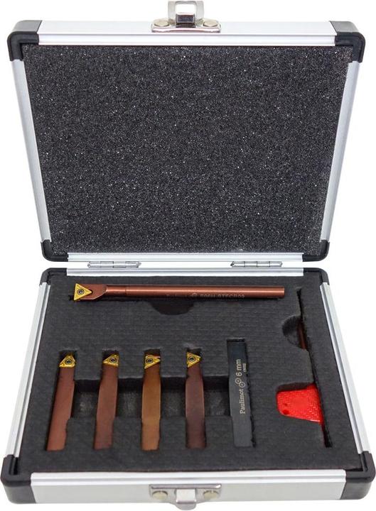 Produktbild Paulimot Drehmeissel-Set mit Wendeplatten, 8 mm, inkl. Bohrstange Ø 6 mm