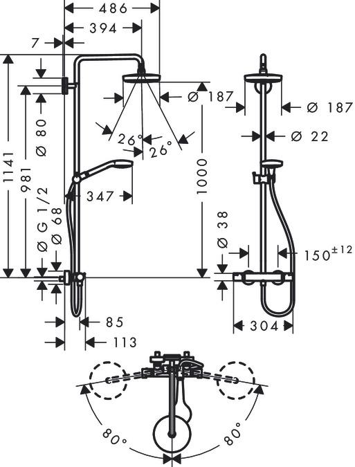 Image du produit hansgrohe Showerpipe CROMA SELECT S 180 2jet