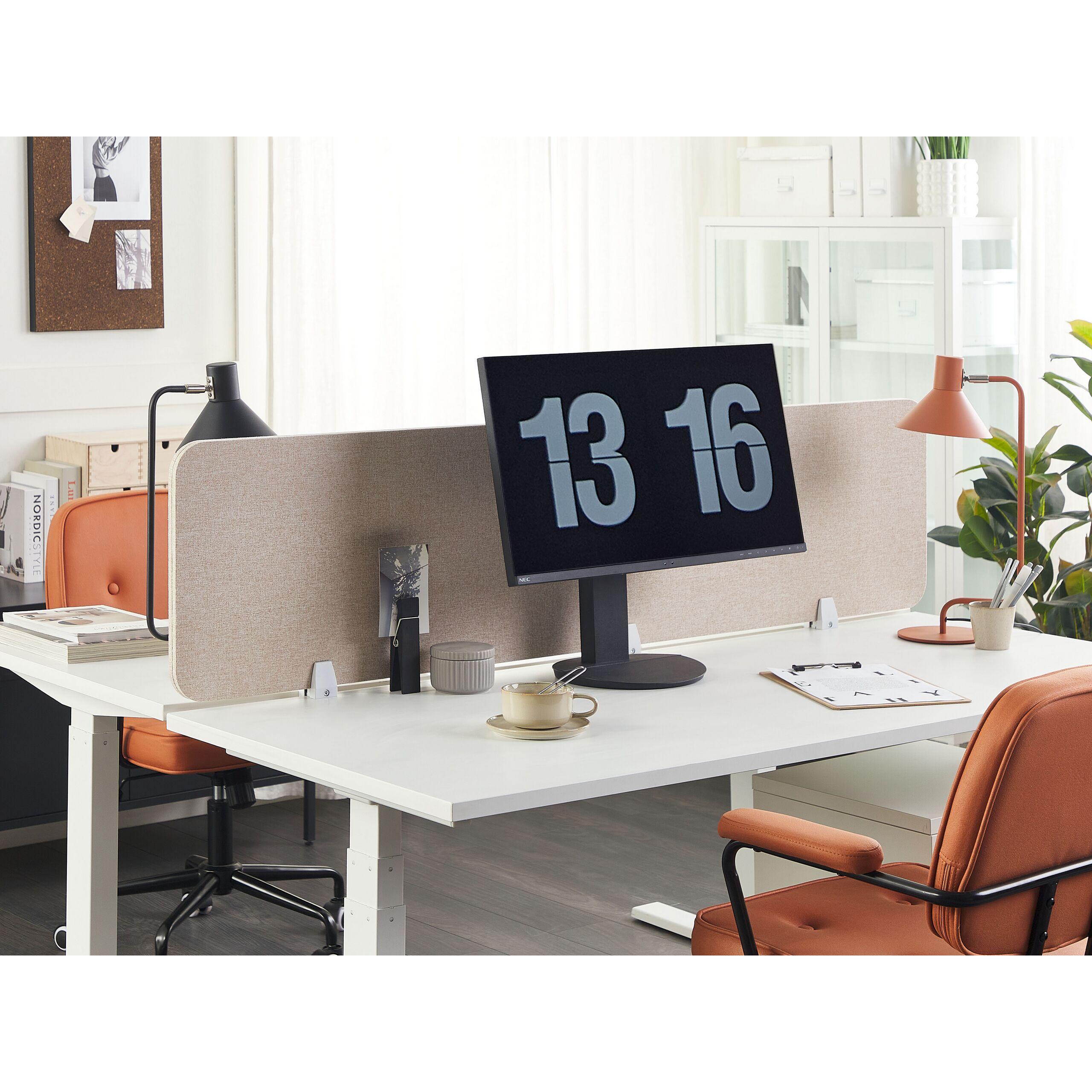 Thumbnail - Beliani, Trennwand, Schreibtischtrennwand beige 180 x 40 cm WALLY