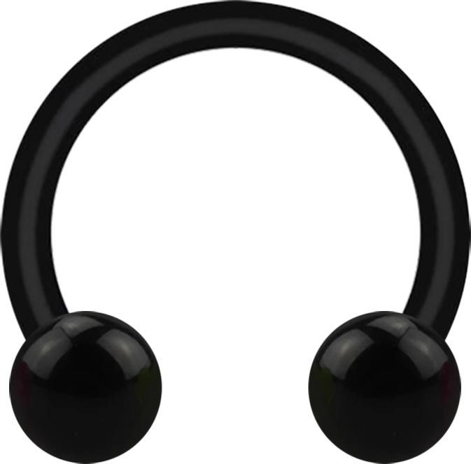 Produktbild Star Piercing Micro Circular Barbell schwarz mit zwei Kugeln (Kunststoff, ohne Messing)