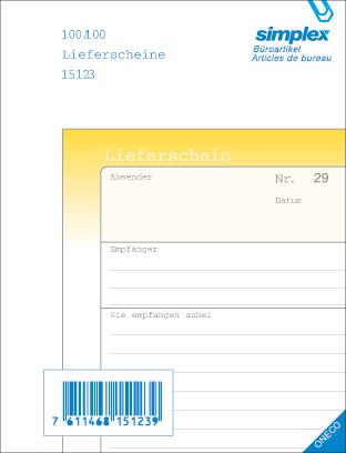 Produktbild Simplex Durchschreibebuch Lieferscheine Oneco (200x)
