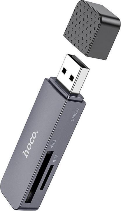 Hoco Headphone with microphone card reader 2w1 USB A 2.0 HB45 metal gray (USB 2.0)