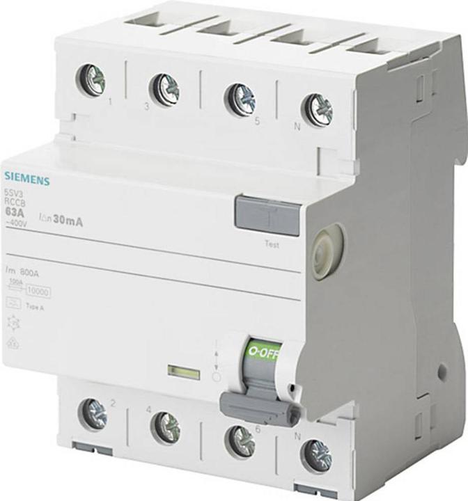 Actual product image Siemens RCCB Type A 63A 3+N-pole 300mA 400V 4mW