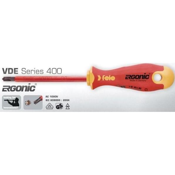 Thumbnail - Felo, Schraubenzieher, H1 Ergonic 400 VDE insulated Phillips screwdriver 1000V 80 x 5mm (41610290) (Kreuzschlitz)