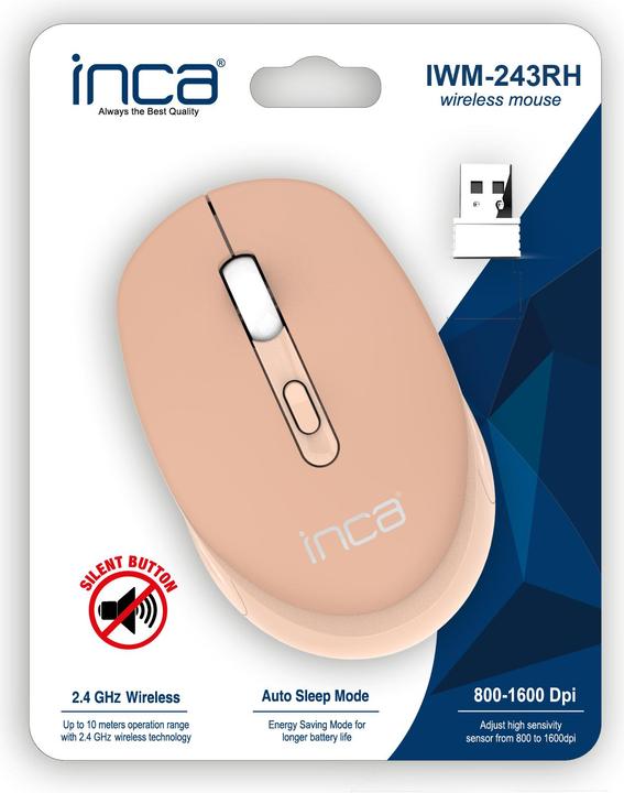 Actual product image Inca Mouse IWM-243RH 1600 DPI,CANDY DESIGN Cream, 2.4GHz (Wireless)