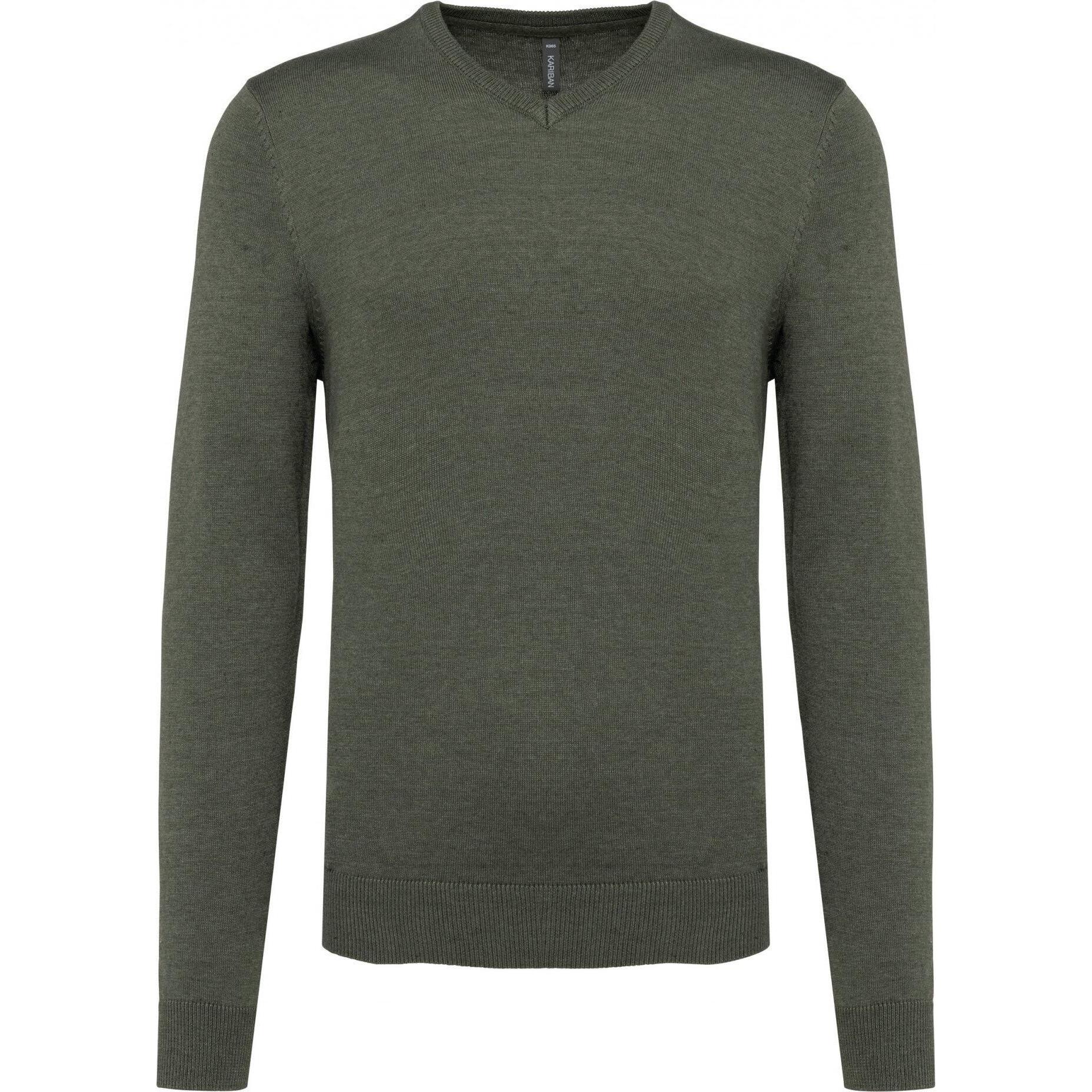 Kariban, Herren, Pullover, Pullover mit V-Ausschnitt, Grün, (XL)