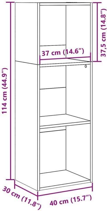 Actual product image vidaXL Bücherregal Regal Standregal Büroregal Aufbewahrungsregal Altholz-Optik (40 x 30 x 114 cm)