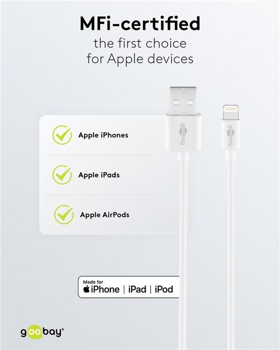 Produktbild Goobay Lightning USB Lade- und Synchronisationskabel (0.50 m, USB 2.0)
