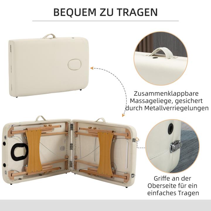 Image du produit Homcom Massagetisch Buchenholz, Kunstleder Cremeweiss