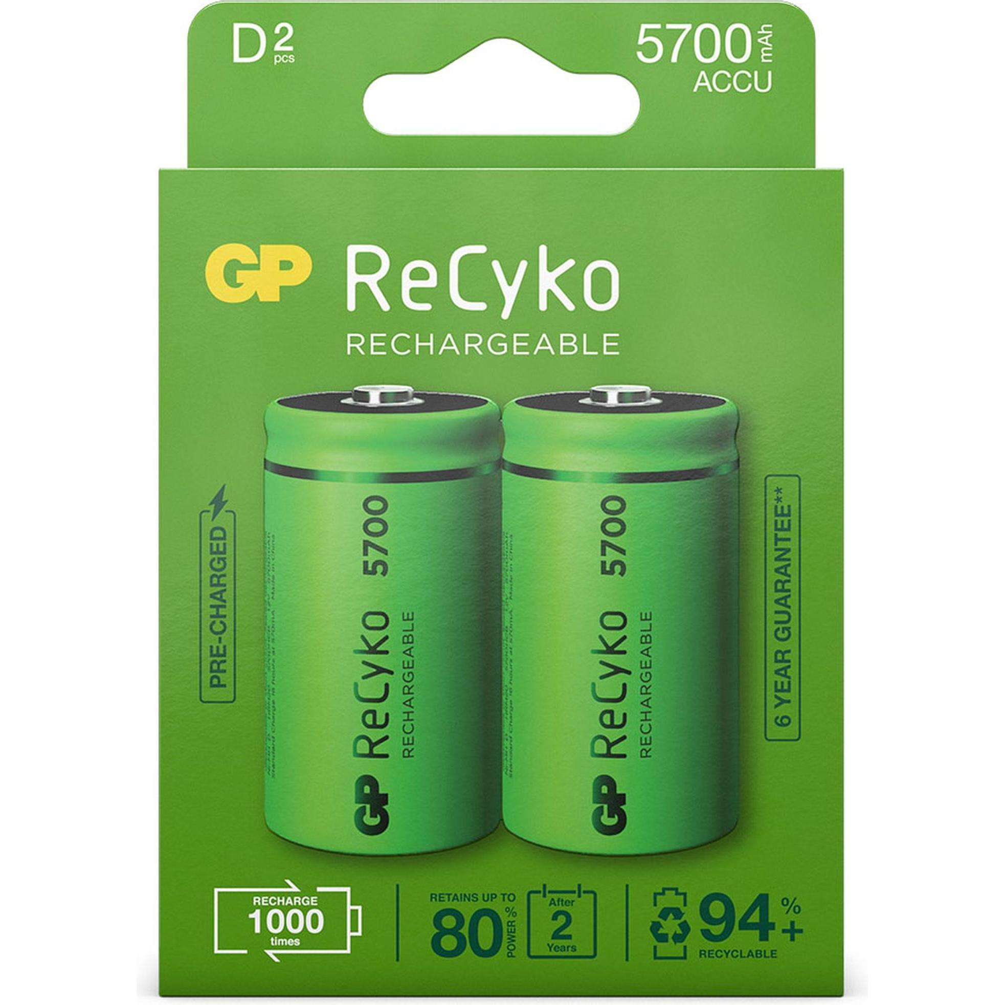 GP Batteries ReCyko (2 Stk., D, 5700 mAh), Batterien + Akkus
