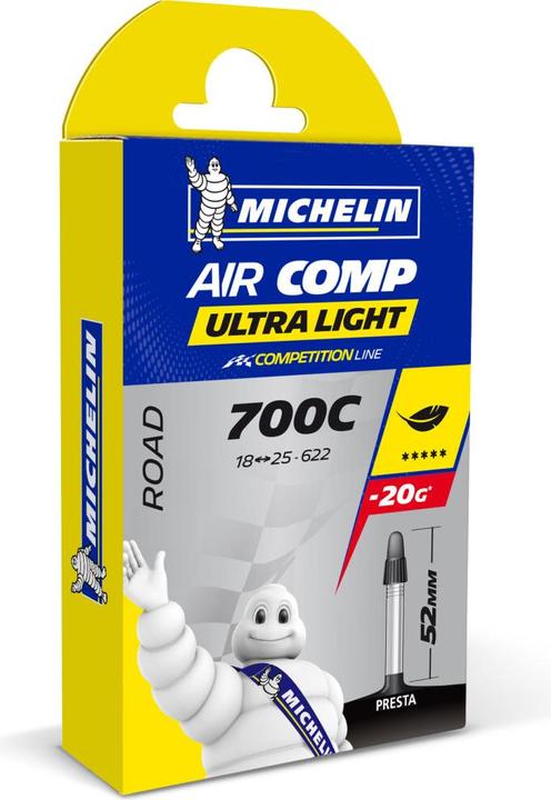 Actual product image Michelin AIRCOMP ULTRA LIGHT 700x18/23c Presta 52mm (Presta (SV), 28", 52 mm)