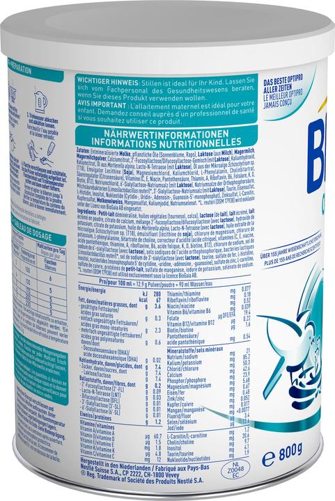Valori nutrizionali e ingredienti Beba Optipro 1 Ds (800 g, dalla nascita)