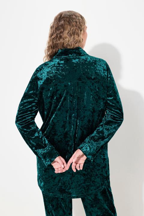 Actual product image Ulla Popken Velvet Long Sleeve Button-Down Blouse (46, 48)