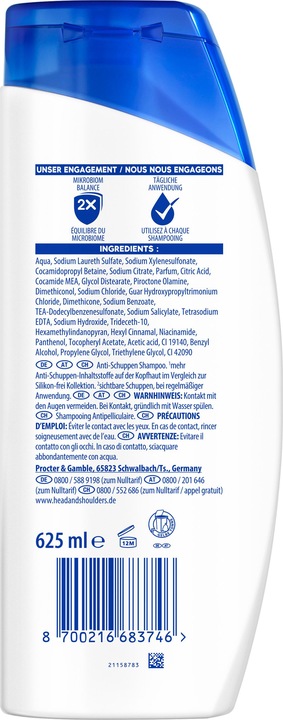 Actual product image Head & Shoulders Anti-Schuppen (625 ml, Liquid shampoo)