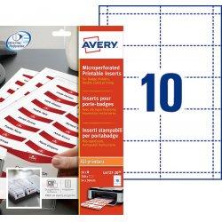 Avery, Informationsschild, Inserts imprimables pour badges, 54 x 90 mm, blanc
