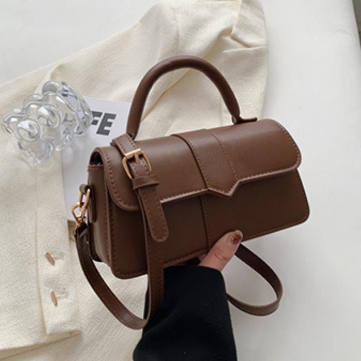 Only-Bags.Store Solide Farbe strukturierte Umhängetasche, All-Match Top Handle Geldbörse, PU Leder Handtasche