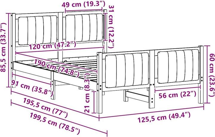 Image du produit vidaXL Plattformbettgestell (120 x 190 cm)