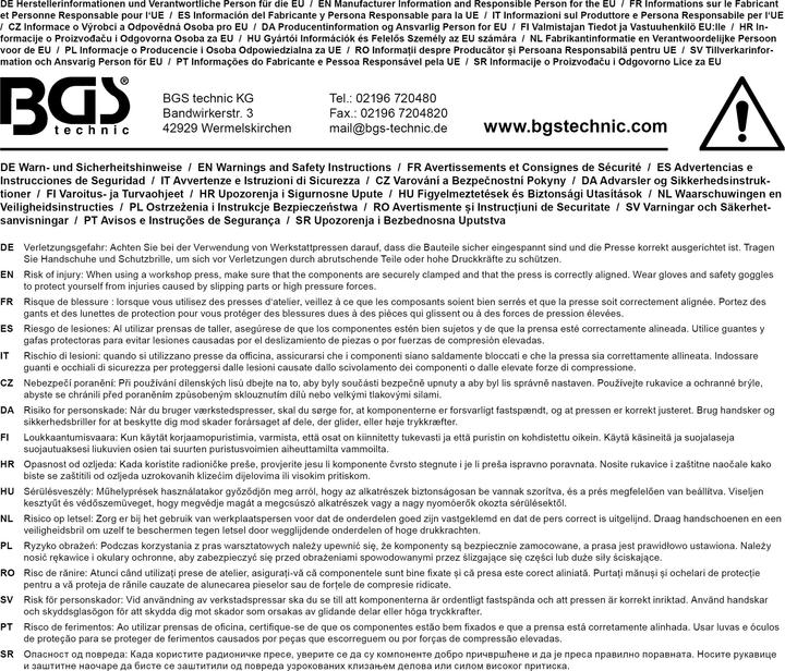 Image du produit BGS Presse d'atelier hydraulique