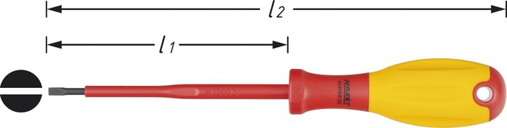 Produktbild HAZET Elektriker-Schraubendreher ∙ schutzisoliert 810VDE-25 ∙ Schlitz Profil ∙ 0.4 x 2.5 mm (Schlitzschrauben)