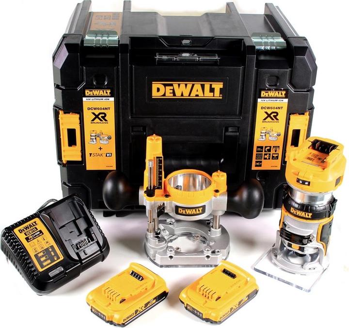 Actual product image DeWalt DCW 604 D2 Battery combi-moulder 18V 55mm in + 2x rechargeable batteries 2.0 Ah + 1x quick charger
