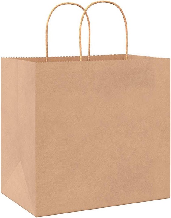 Immagine prodotto VidaXL Sacchetti di carta kraft 250 pezzi con manico marrone 26x17x25 cm (Borsa da regalo, 250 x)
