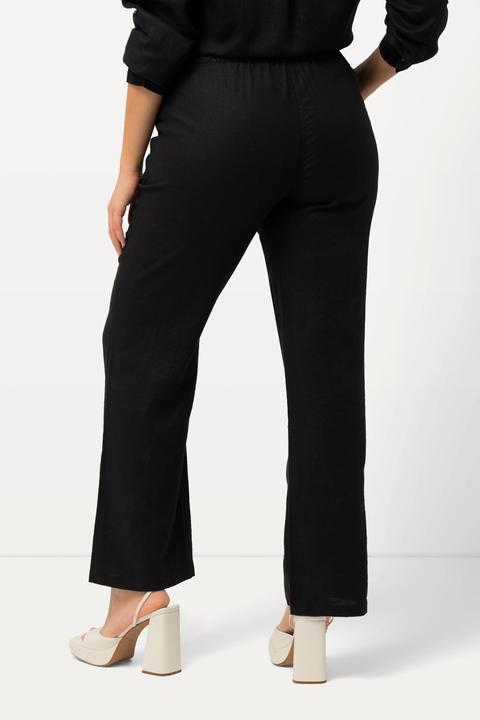 Actual product image Ulla Popken Drawstring Elastic Waist Mary Fit Linen Pants (62)