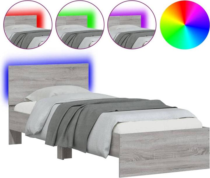 Produktbild VidaXL Bettgestell mit Kopfteil und LED-Leuchten 100 x 200cm (100 x 200 cm)