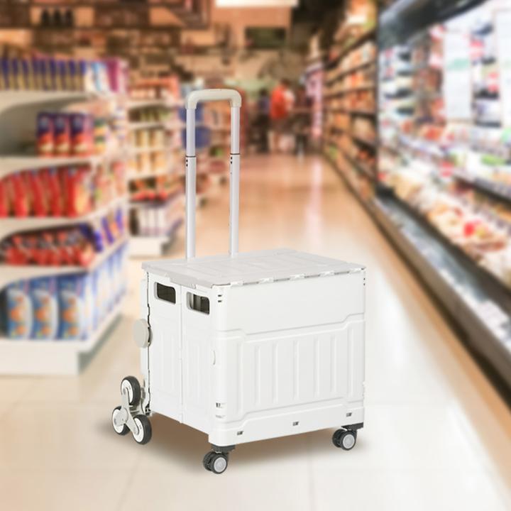 Image du produit Homcom Chariot de supermarché avec poignée télescopique